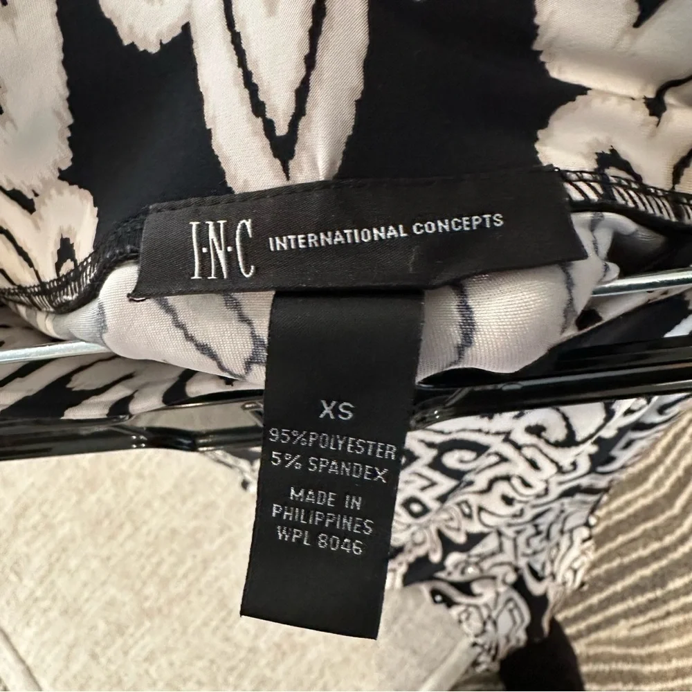 INC Black and White Poly Spandex Silver Studded Maxi Skirt EUC Size XS It#C72